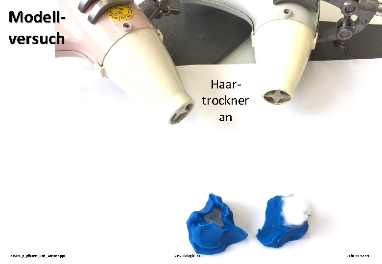 Modellversuch Haartrockner an 20501_p_pflanze_und_wasser. ppt ZPG Biologie 2018 Seite 11 von 16 Modellversuch Haartrockner an 20501_p_pflanze_und_wasser. ppt ZPG Biologie 2018 Seite 11 von 16