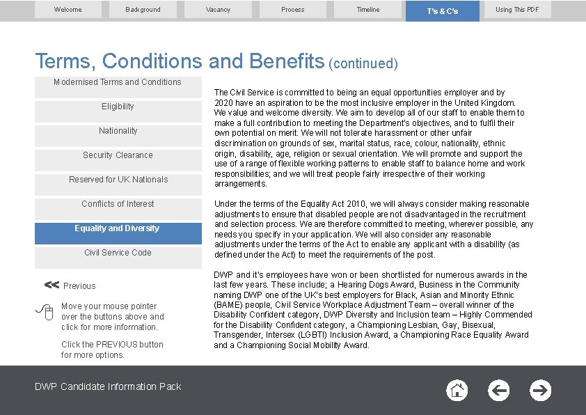 Welcome Background Vacancy Process Timeline T’s & C’s Using This PDF Terms, Conditions and