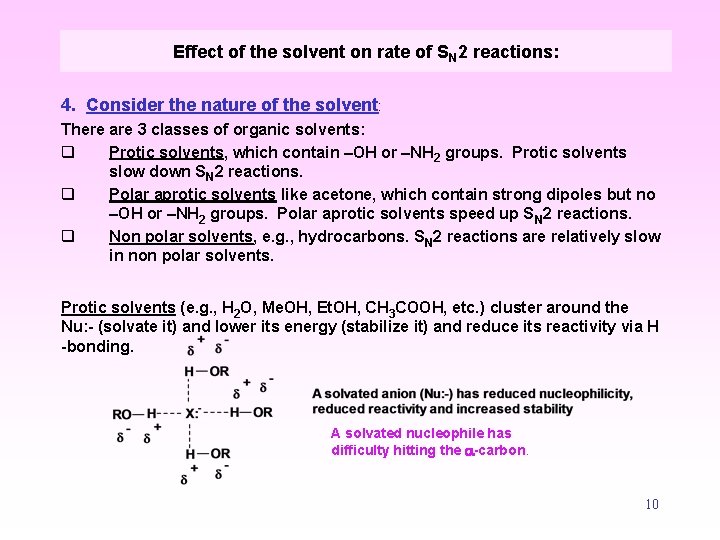 Effect of the solvent on rate of SN 2 reactions: 4. Consider the nature