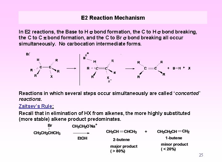E 2 Reaction Mechanism In E 2 reactions, the Base to H bond formation,