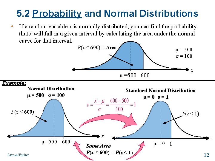 5. 2 Probability and Normal Distributions • If a random variable x is normally 5. 2 Probability and Normal Distributions • If a random variable x is normally