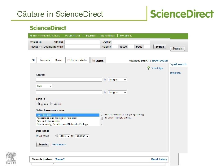 Căutare în Science. Direct 