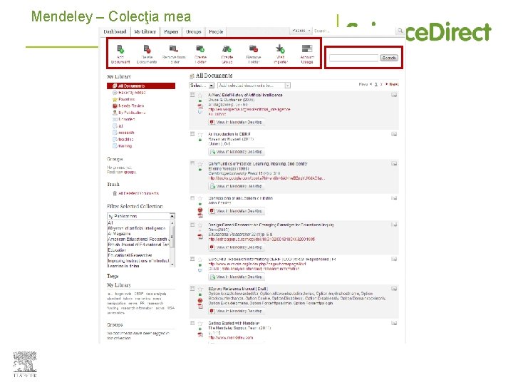 Mendeley – Colecţia mea 