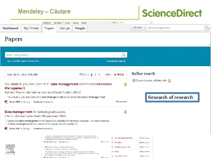 Mendeley – Căutare Research of research 