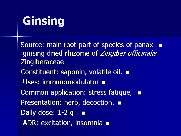 Ginsing Source: main root part of species of panax n ginsing dried rhizome of