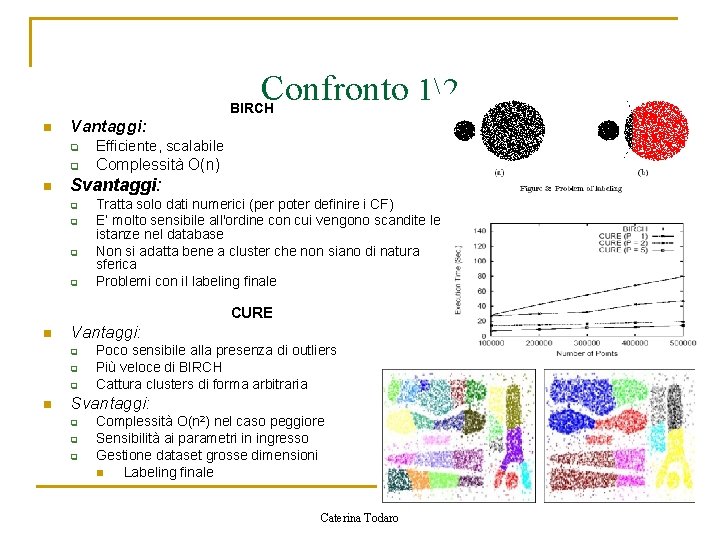 Confronto 12 BIRCH n n Vantaggi: q Efficiente, scalabile q Complessità O(n) Svantaggi: q