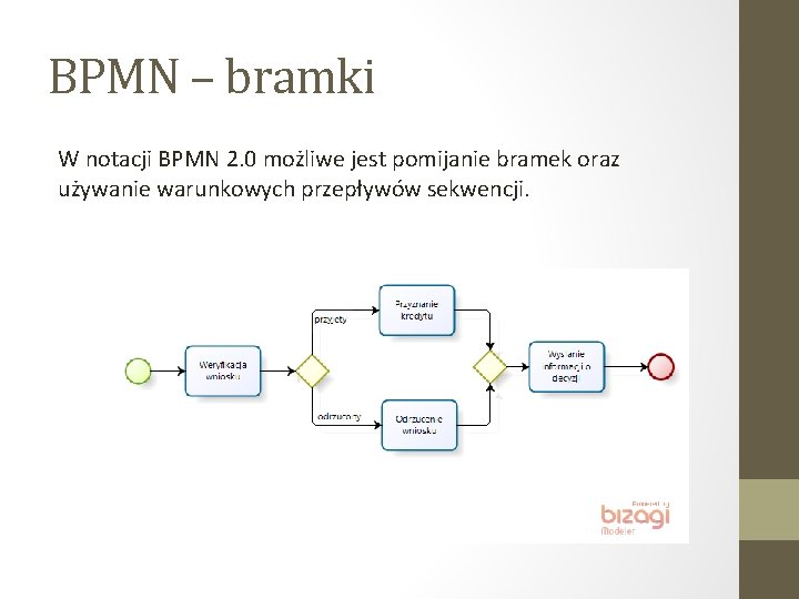 BPMN – bramki W notacji BPMN 2. 0 możliwe jest pomijanie bramek oraz używanie