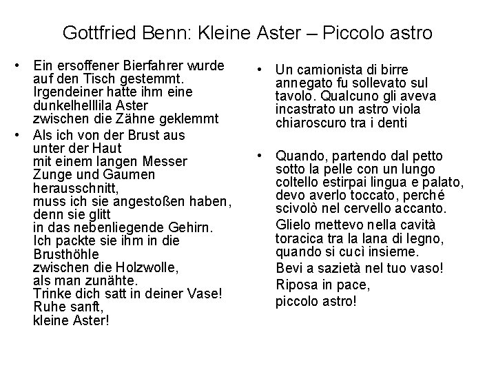 Kleine Aster Von Gottfried Benn
