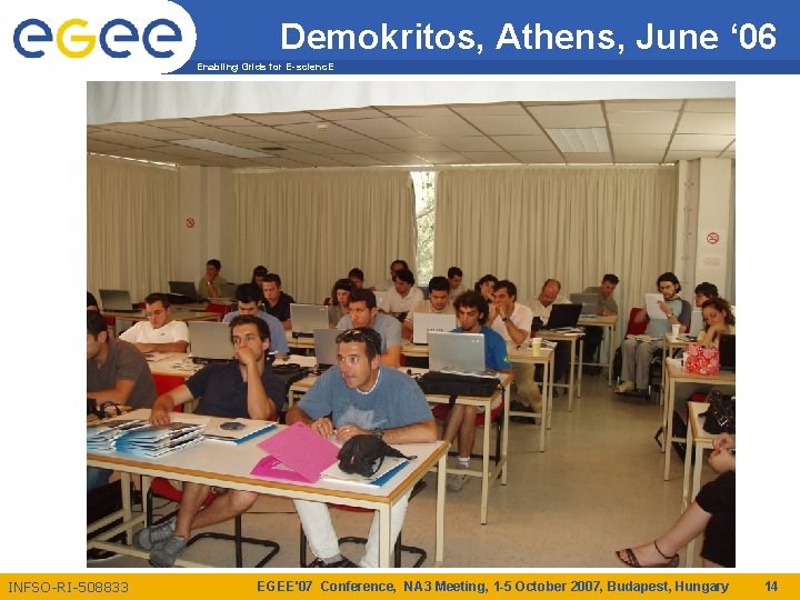 Demokritos, Athens, June ‘ 06 Enabling Grids for E-scienc. E INFSO-RI-508833 EGEE'07 Conference, NA