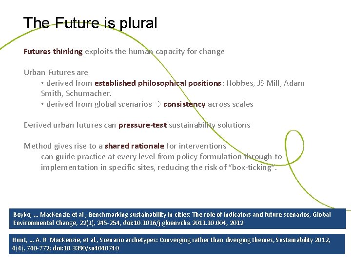 The Future is plural Futures thinking exploits the human capacity for change Urban Futures