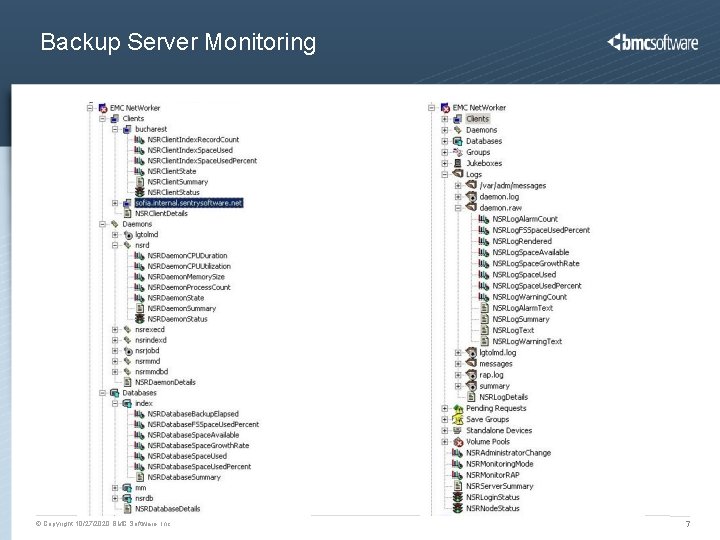 Backup Server Monitoring © Copyright 10/27/2020 BMC Software, Inc 7 