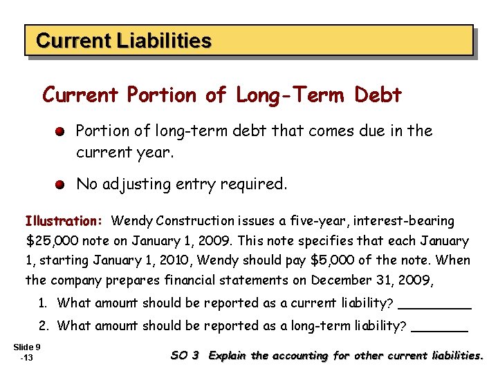 Current Liabilities Current Portion of Long-Term Debt Portion of long-term debt that comes due
