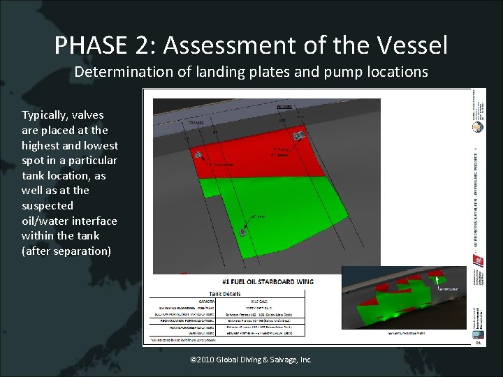 PHASE 2: Assessment of the Vessel Determination of landing plates and pump locations Typically,