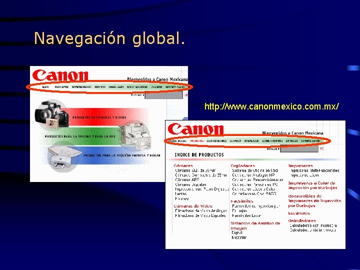 Navegación global. http: //www. canonmexico. com. mx/ 