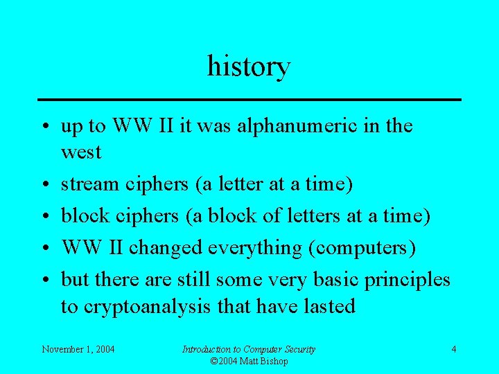 history • up to WW II it was alphanumeric in the west • stream