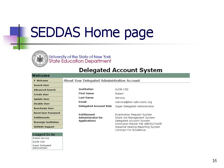 SEDDAS Home page 16 