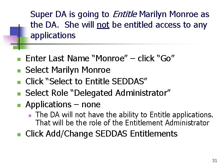 Super DA is going to Entitle Marilyn Monroe as the DA. She will not