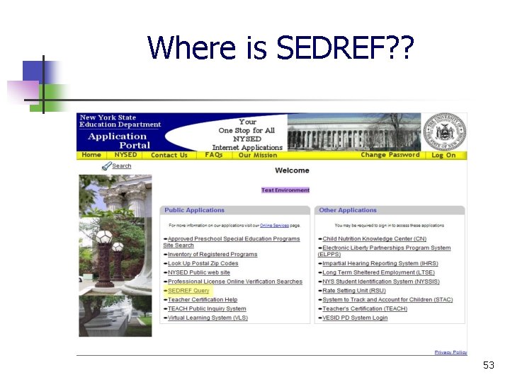 Where is SEDREF? ? 53 
