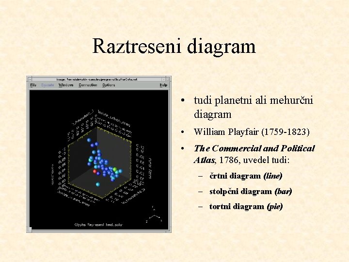 Raztreseni diagram • tudi planetni ali mehurčni diagram • William Playfair (1759 -1823) •