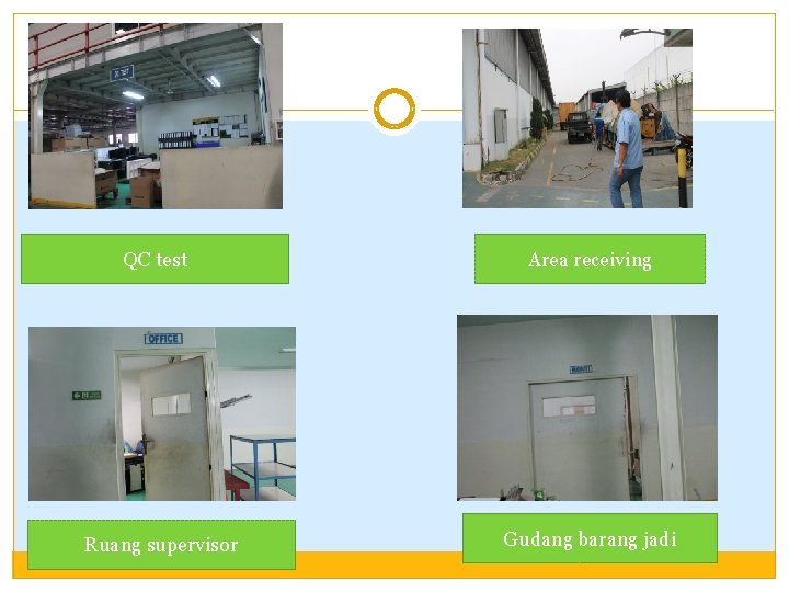 QC test Ruang supervisor Area receiving Gudang barang jadi QC test Ruang supervisor Area receiving Gudang barang jadi
