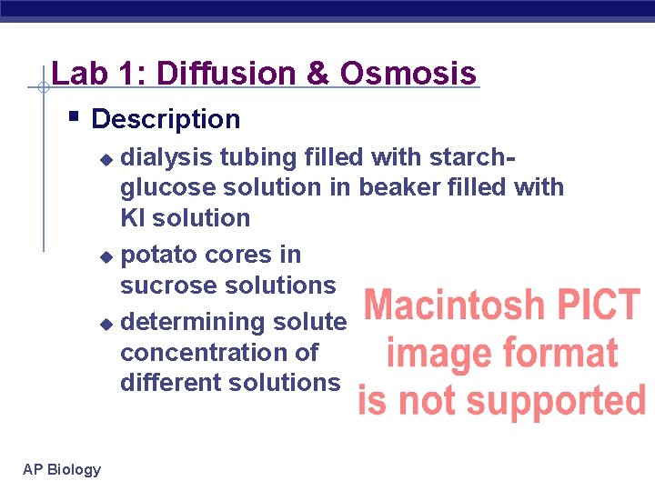 Lab 1: Diffusion & Osmosis § Description dialysis tubing filled with starchglucose solution in