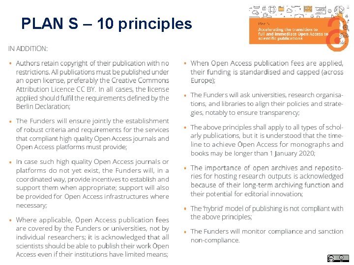 PLAN S – 10 principles 