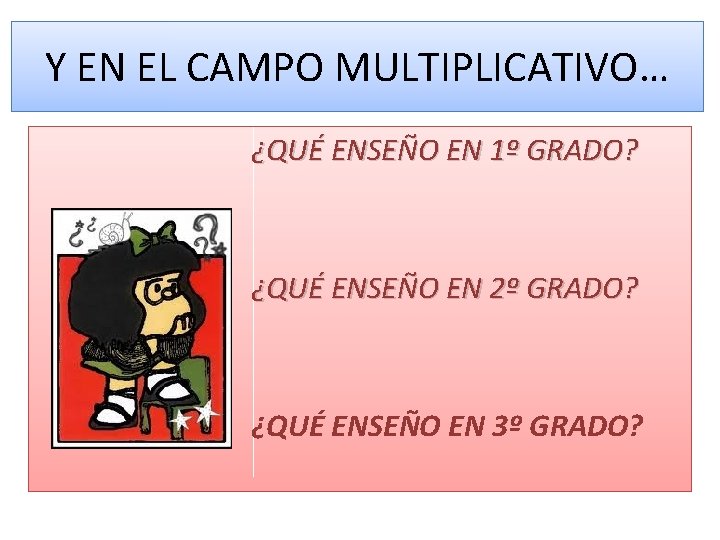 Y EN EL CAMPO MULTIPLICATIVO… ¿QUÉ ENSEÑO EN 1º GRADO? ¿QUÉ ENSEÑO EN 2º