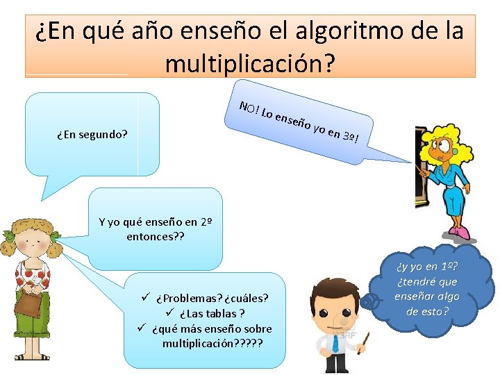 ¿En qué año enseño el algoritmo de la multiplicación? NO! Lo ¿En segundo? ense