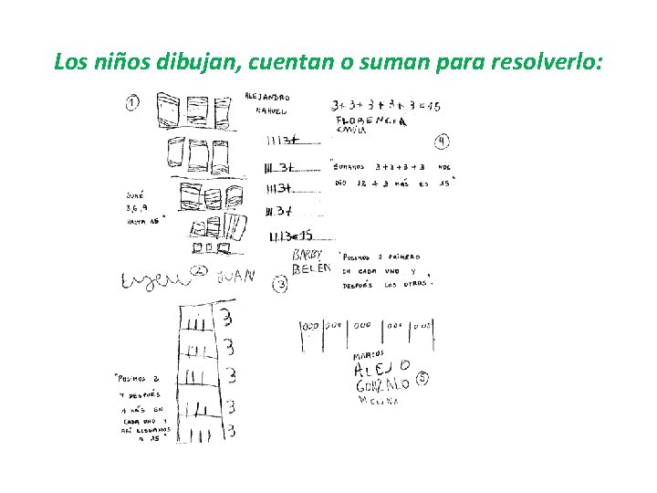 Los niños dibujan, cuentan o suman para resolverlo: 