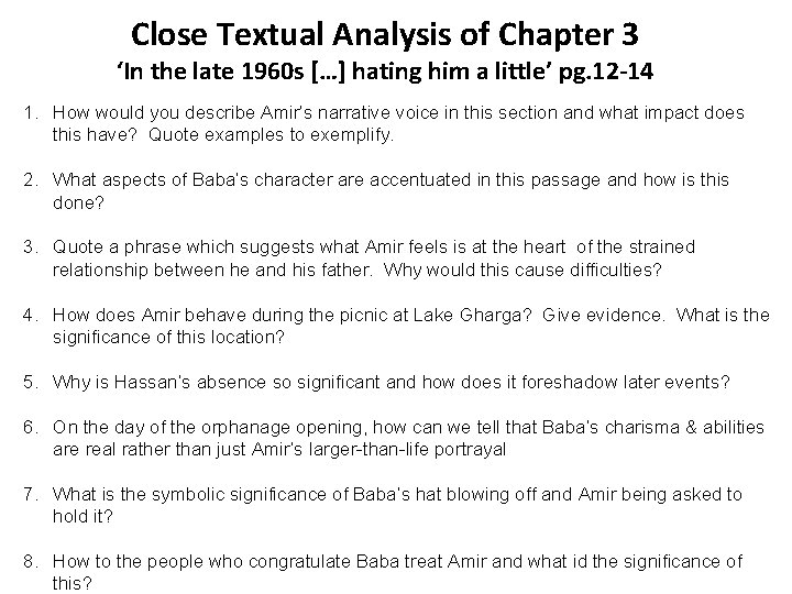 Close Textual Analysis of Chapter 3 ‘In the late 1960 s […] hating him