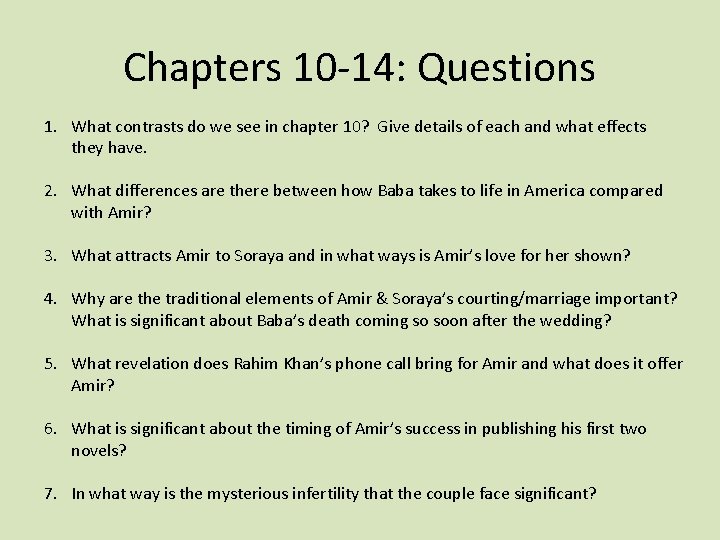 Chapters 10 -14: Questions 1. What contrasts do we see in chapter 10? Give
