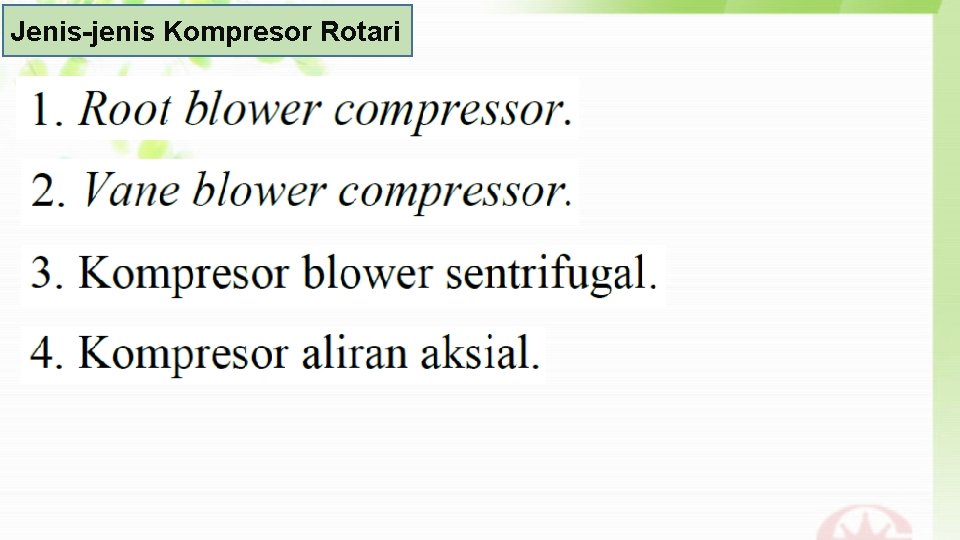 Jenis-jenis Kompresor Rotari 