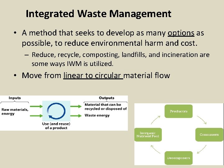Integrated Waste Management • A method that seeks to develop as many options as