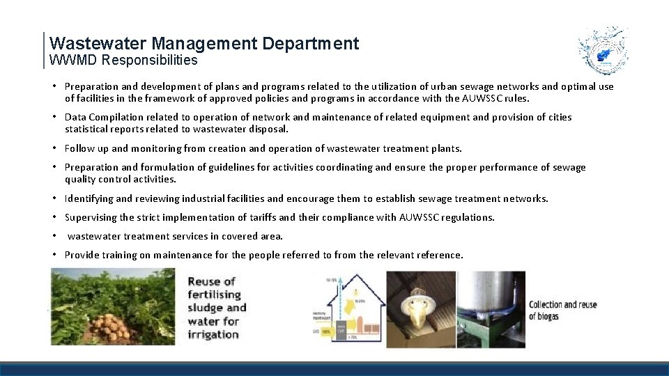 Wastewater Management Department WWMD Responsibilities • Preparation and development of plans and programs related