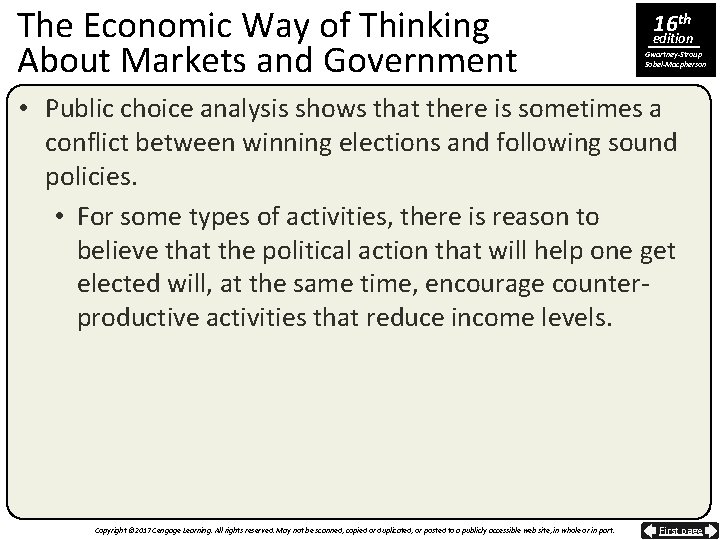 The Economic Way of Thinking About Markets and Government 16 th edition Gwartney-Stroup Sobel-Macpherson