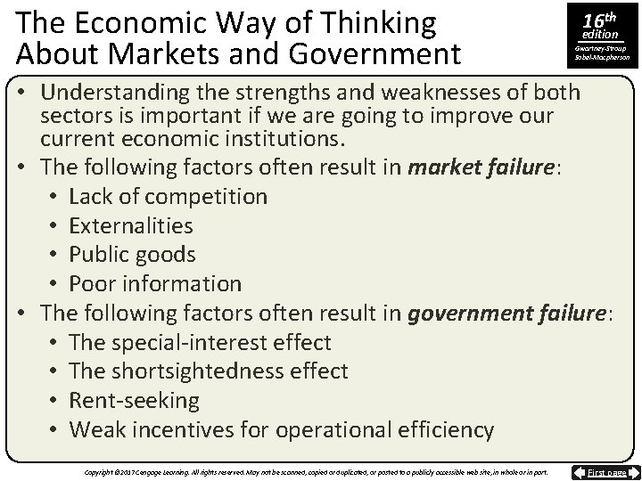 The Economic Way of Thinking About Markets and Government 16 th edition Gwartney-Stroup Sobel-Macpherson