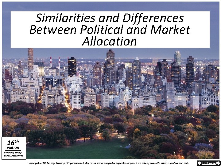 Similarities and Differences Between Political and Market Allocation 16 th edition Gwartney-Stroup Sobel-Macpherson Copyright