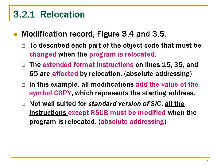 3. 2. 1 Relocation n Modification record, Figure 3. 4 and 3. 5. q