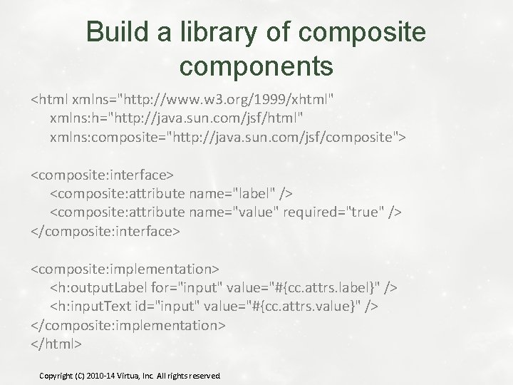 Build a library of composite components <html xmlns="http: //www. w 3. org/1999/xhtml" xmlns: h="http: