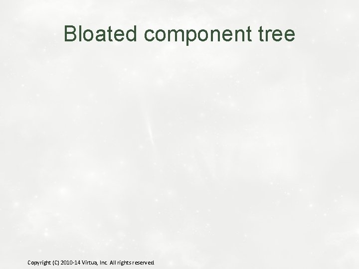 Bloated component tree Copyright (C) 2010 -14 Virtua, Inc. All rights reserved. 