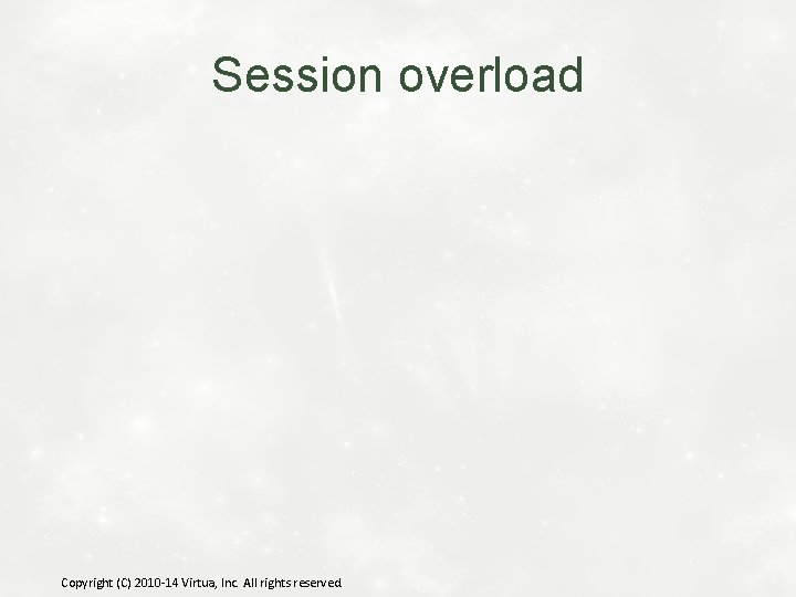 Session overload Copyright (C) 2010 -14 Virtua, Inc. All rights reserved. 