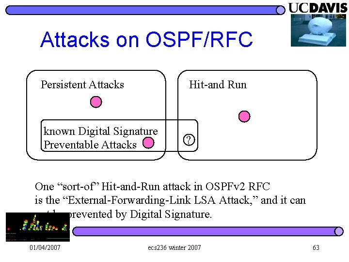 Attacks on OSPF/RFC Persistent Attacks Hit-and Run known Digital Signature Preventable Attacks ? One