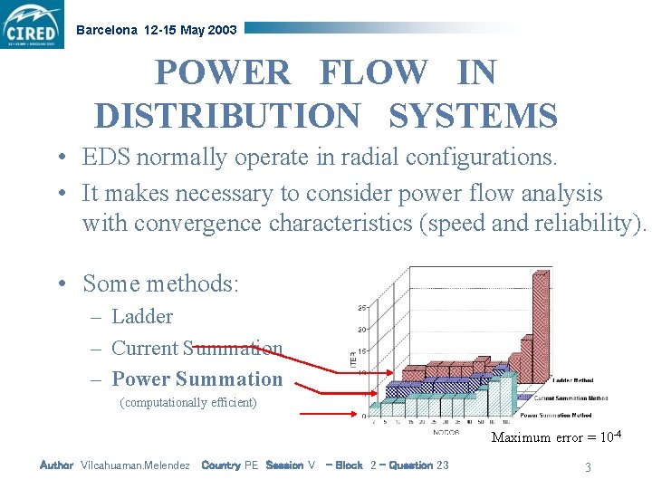 Barcelona 12 -15 May 2003 POWER FLOW IN DISTRIBUTION SYSTEMS • EDS normally operate