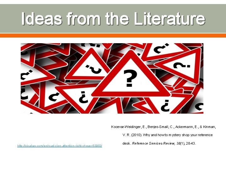 Ideas from the Literature Kocevar-Weidinger, E. , Benjes-Small, C. , Ackermann, E. , &