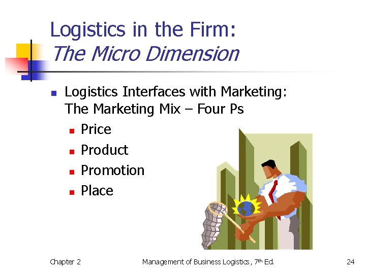 Logistics in the Firm: The Micro Dimension n Logistics Interfaces with Marketing: The Marketing