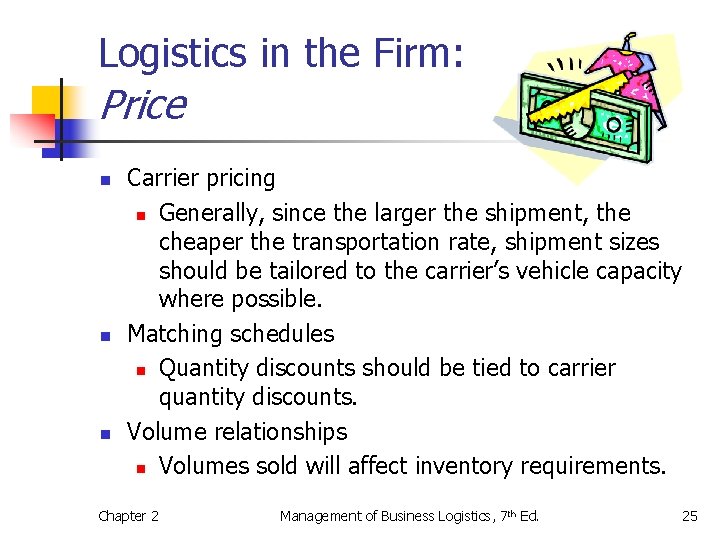 Logistics in the Firm: Price n n n Carrier pricing n Generally, since the