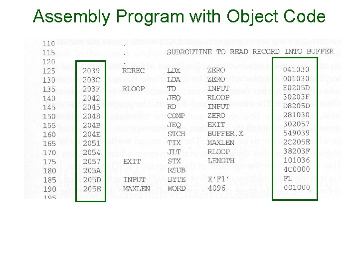 Assembly Program with Object Code 
