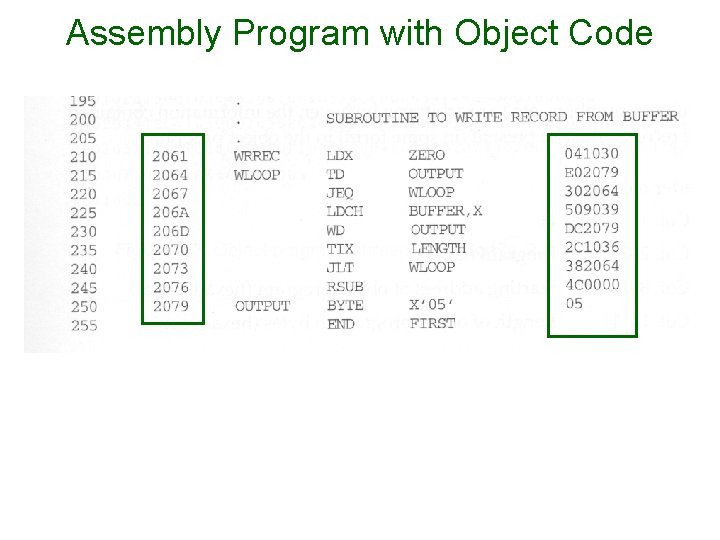 Assembly Program with Object Code 