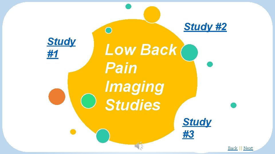 Study #2 Study #1 Low Back Pain Imaging Studies Study #3 Back || Next