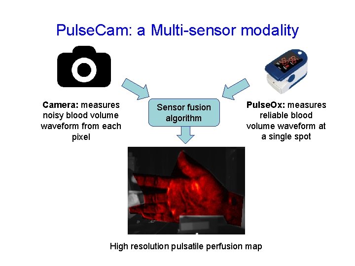 Pulse. Cam: a Multi-sensor modality Camera: measures noisy blood volume waveform from each pixel